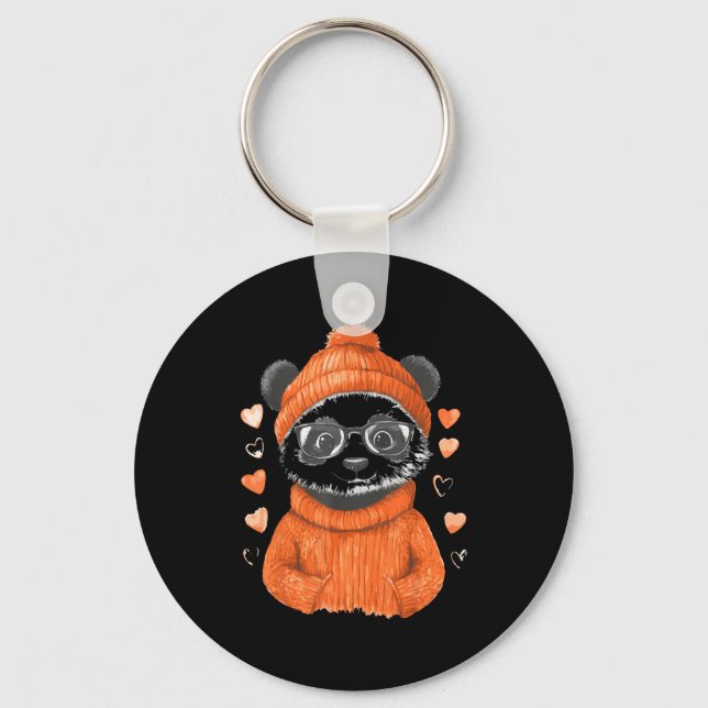 Pandas With Hearts Love Valentine's Day Women Hear Keychain (Front)