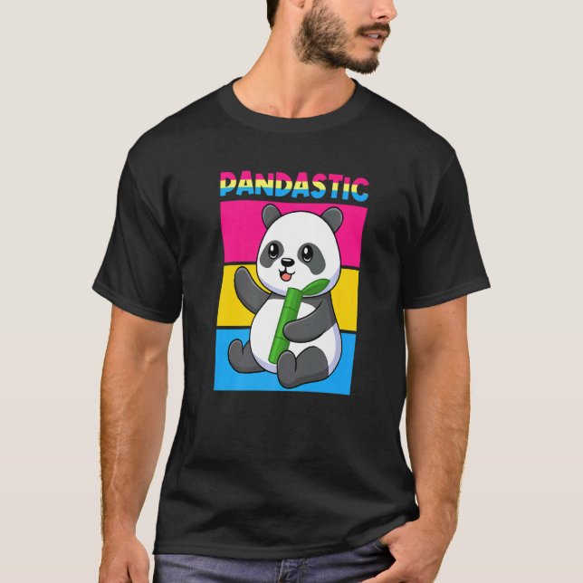 Pandastic Panda Bear  Lgbtq Pride Flag Pun Pansexu T-Shirt (Front)
