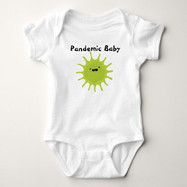 Pandemic Baby Green Virus Cute Funny Baby Bodysuit (Front)