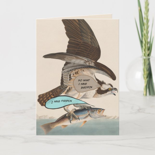 Pandemic funny birthday card birdpox vs fishpox! (Front)