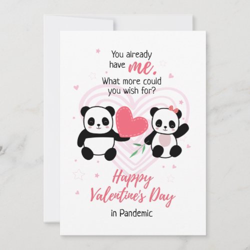 Pandemic Funny Valentines Day Panda Holiday Card