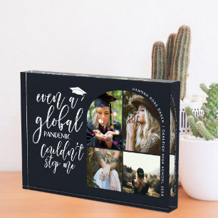 Pandemic Graduate Modern Arched Graduation 4 Photo Block