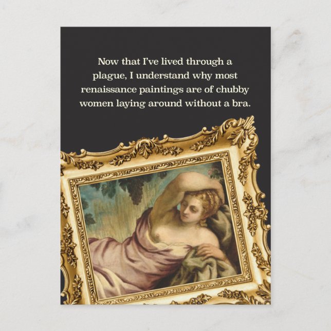 Pandemic Humor: Chubby Women Without Bras Postcard (Front)