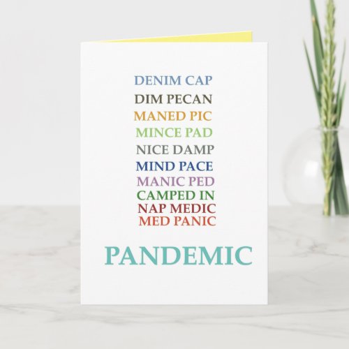 Pandemic I Miss You Anagrams card