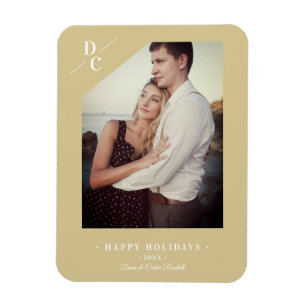 Pandemic Modern Gold Happy Holidays Custom Photo Magnet