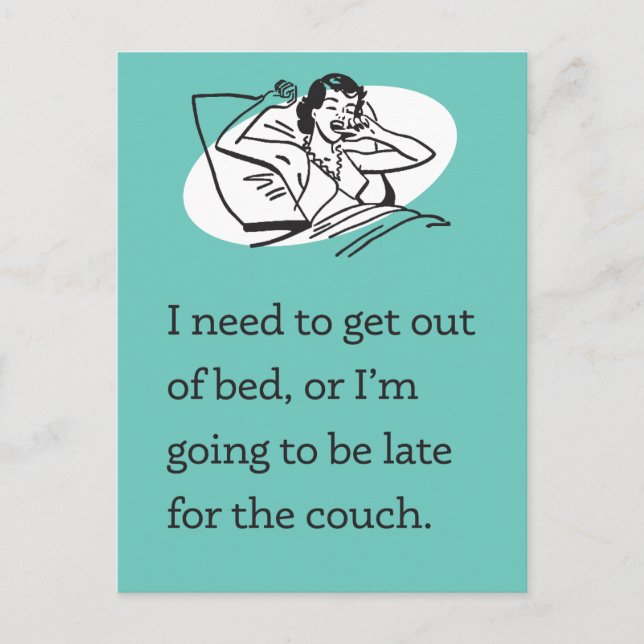 Pandemic Postcard: Get Out of Bed / Late for Couch Postcard (Front)