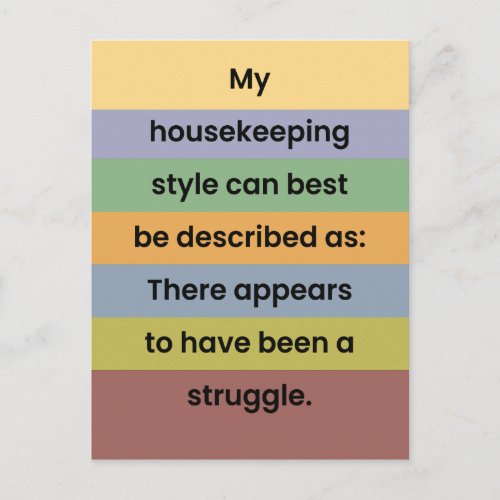 Pandemic Postcard Housekeeping Style Joke Postcard
