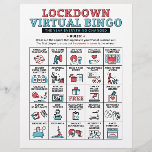 Pandemic Year Quarantine Bingo Lockdown Activities