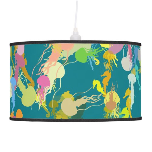 Pandent Lamp - jellyfish & sea horses illustration (Right)