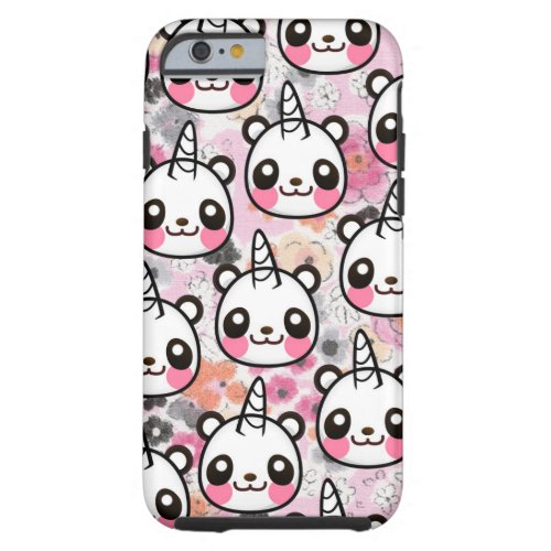 Pandicorn Cute Panda Unicorn Pink Floral Animal Lo Tough iPhone 6 Case