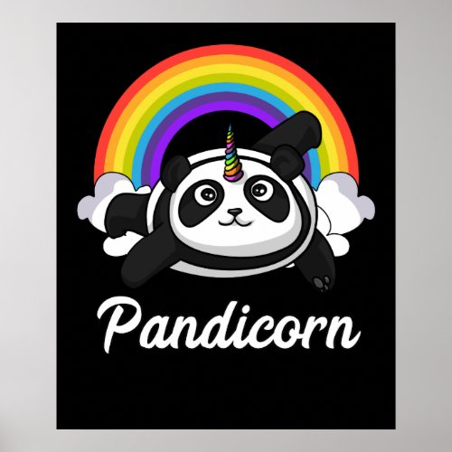 Pandicorn Panda Bear Unicorn Magical Rainbow Poster