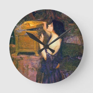 Pandora by John William Waterhouse Round Clock