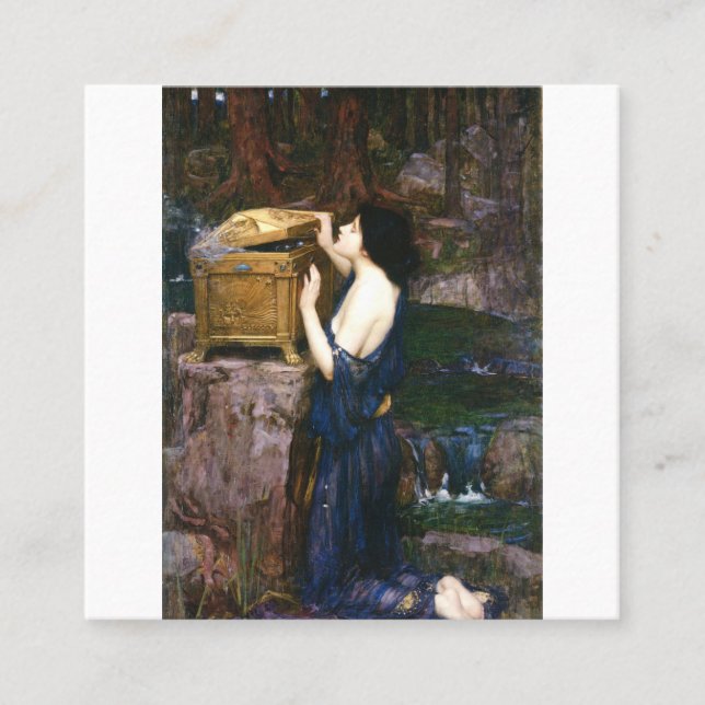 Pandora's Box - John William Waterhouse Square Business Card (Front)