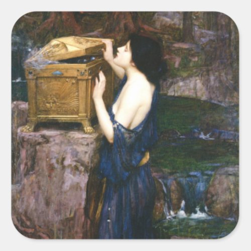 Pandoras Box _ John William Waterhouse Square Sticker