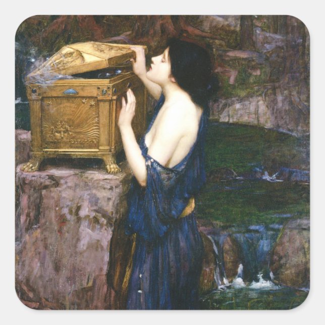 Pandora's Box - John William Waterhouse Square Sticker (Front)