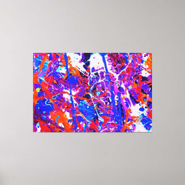 Pandoras Box Red Blue Abstract Splatter Canvas Print (Front)