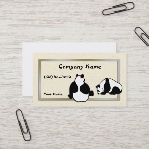 Pandas and rice paper business card