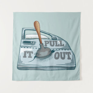 Panel beating car workshop tapestry