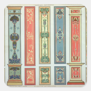 Panel designs, plate XII from 'Modern Ornament' pu Square Sticker