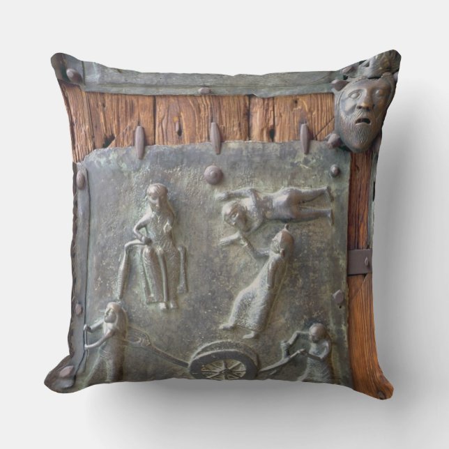 Panel from the left hand door, 12th century (bronz throw pillow (Front)