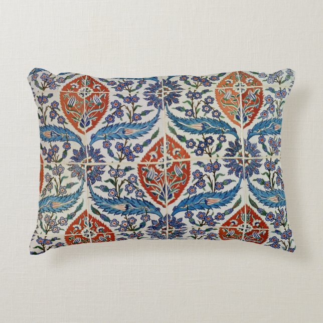 Panel of Isnik earthenware tiles Decorative Pillow (Front)