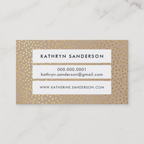 PANEL POLKA DOT CONFETTI spot modern kraft gold Business Card