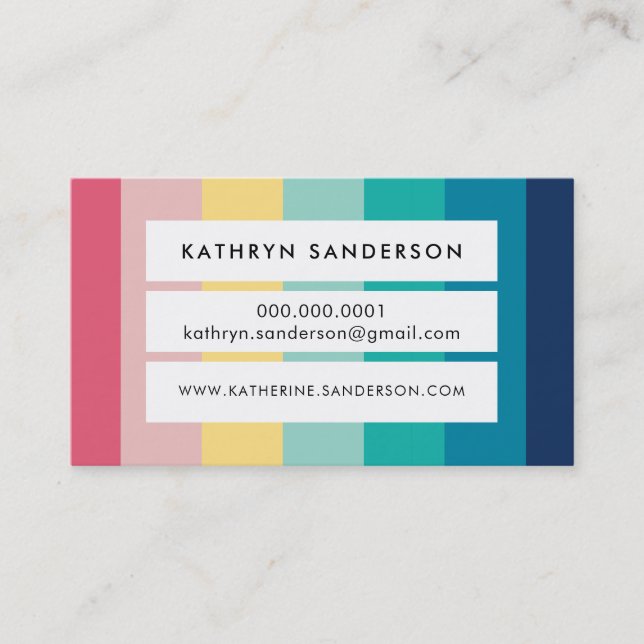 PANEL STRIP bold colorful rainbow stripes modern Business Card (Front)