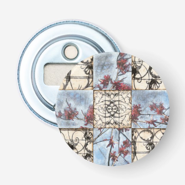 Paneled Abstract Scrollwork Painting Bottle Opener (Front)