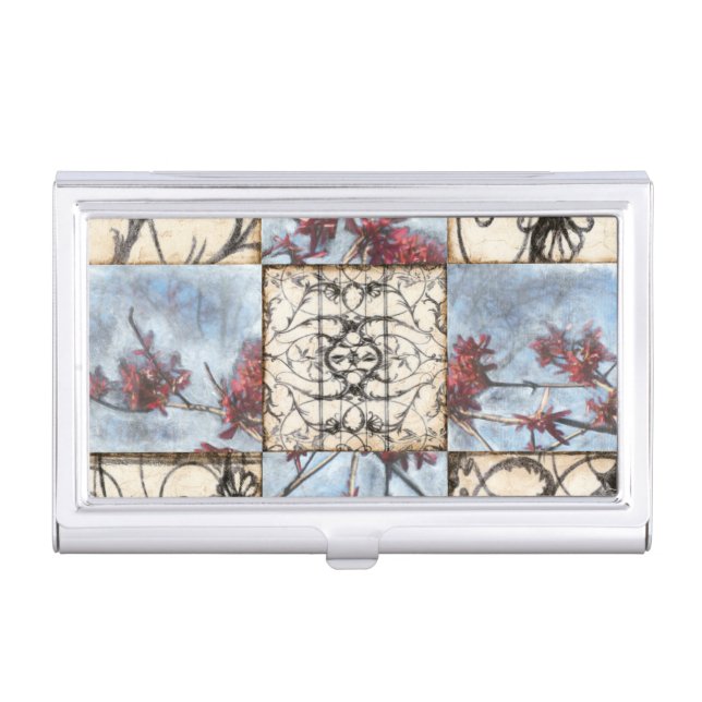 Paneled Abstract Scrollwork Painting Business Card Case (Front)