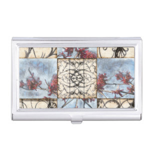 Paneled Abstract Scrollwork Painting Business Card Case