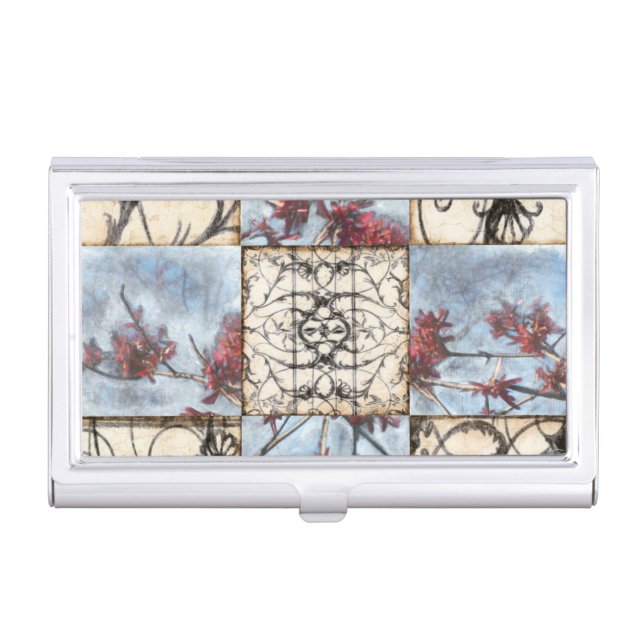 Paneled Abstract Scrollwork Painting Business Card Case (Front)
