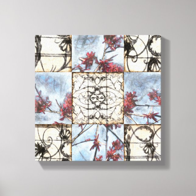 Paneled Abstract Scrollwork Painting Canvas Print (Front)