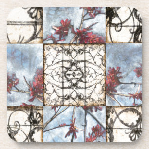 Paneled Abstract Scrollwork Painting Coaster