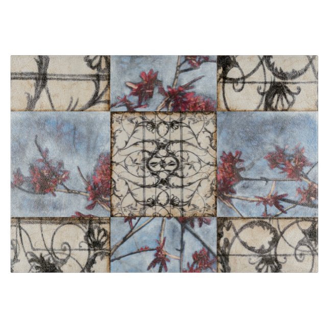 Paneled Abstract Scrollwork Painting Cutting Board (Front)