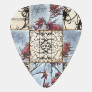 Paneled Abstract Scrollwork Painting Guitar Pick