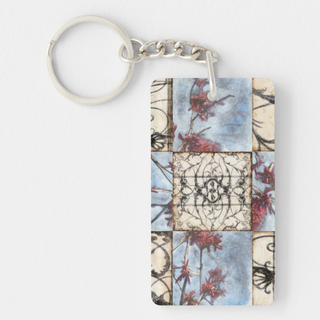 Paneled Abstract Scrollwork Painting Keychain (Front)
