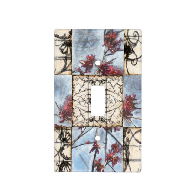 Paneled Abstract Scrollwork Painting Light Switch Cover (Front)