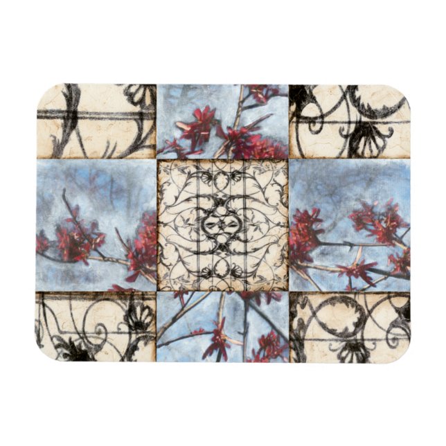 Paneled Abstract Scrollwork Painting Magnet (Horizontal)