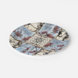 Paneled Abstract Scrollwork Painting Paper Plates