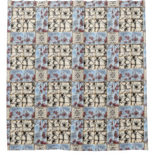 Paneled Abstract Scrollwork Painting Shower Curtain