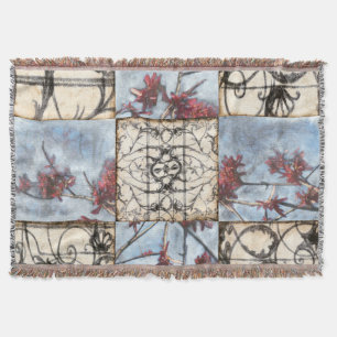 Paneled Abstract Scrollwork Painting Throw Blanket