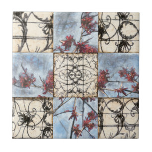 Paneled Abstract Scrollwork Painting Tile
