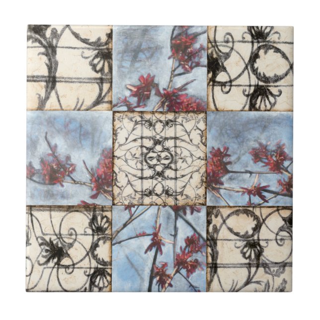 Paneled Abstract Scrollwork Painting Tile (Front)