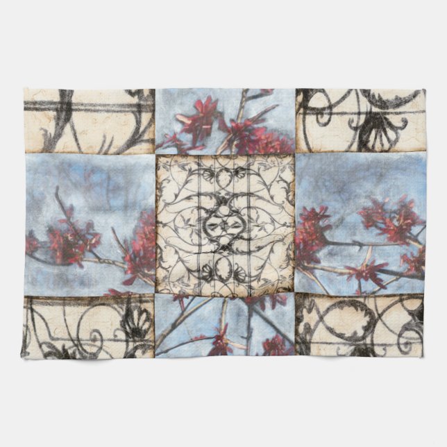 Paneled Abstract Scrollwork Painting Towel (Horizontal)