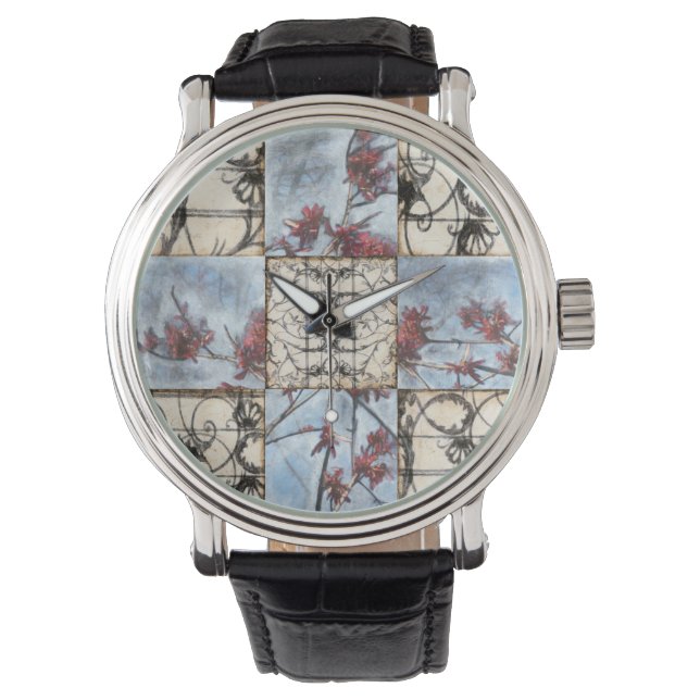 Paneled Abstract Scrollwork Painting Watch (Front)