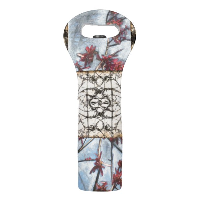 Paneled Abstract Scrollwork Painting Wine Bag (Back)