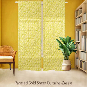 Paneled Gold Sheer Curtains