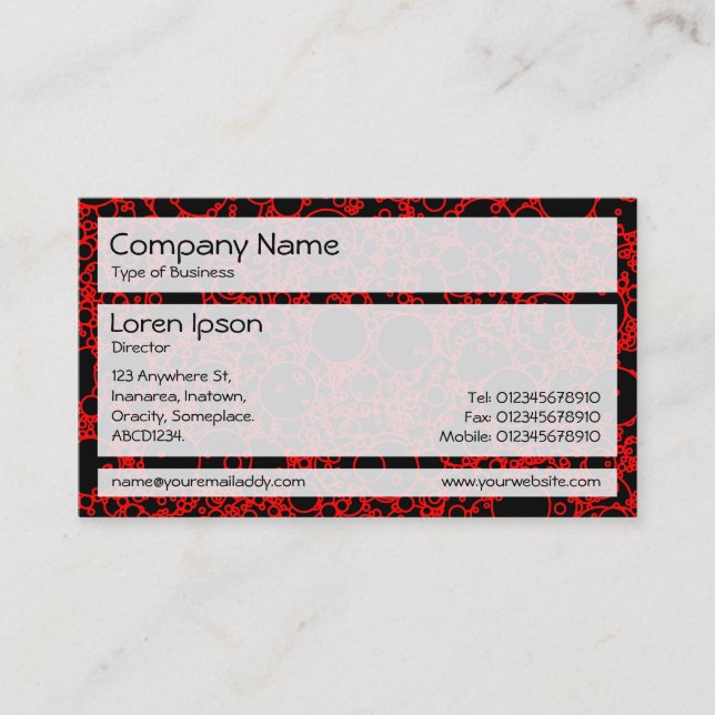 Panels 02 - Bubbles in Red Business Card (Front)