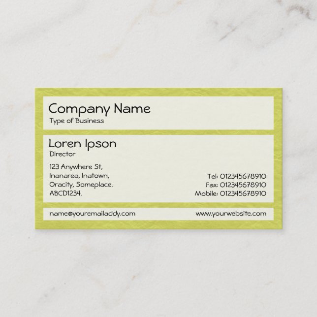 Panels 02 - Creased Paper Yellow Business Card (Front)