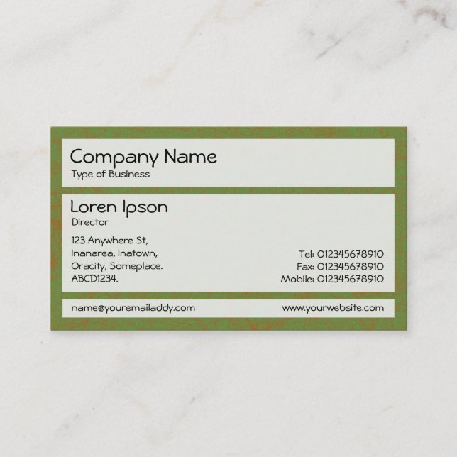 Panels 02 - Green and Brown Stipple Business Card (Front)